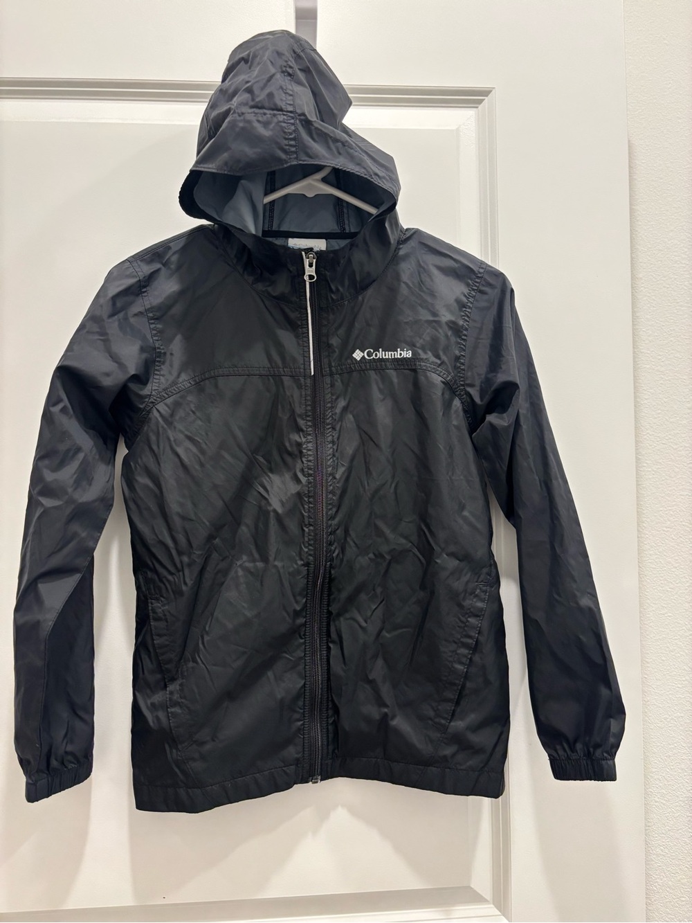 Columbia Kids' Hooded Black Rain Jacket Sise Medium
